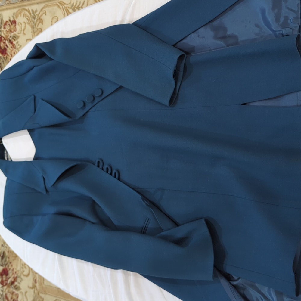 Classic Teal Blue Women's Dress with Matching Jacket